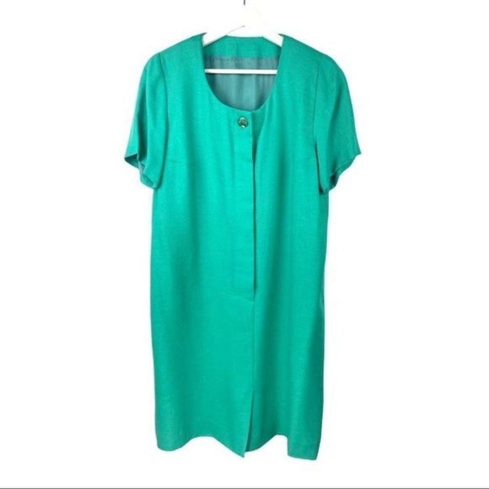 VINTAGE Contemporary Kelly Green Short Sleeved Midi Shift Dress